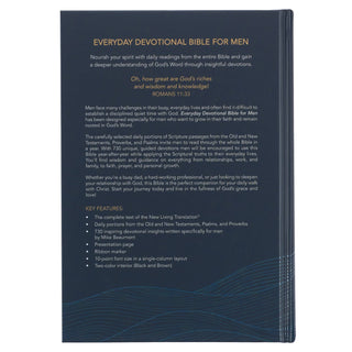 Devotional Bible NLT for Men Hardcover, Navy