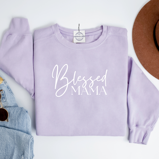 Blessed Mama Heavyweight Christian Mothers Day Crewneck Sweatshirt