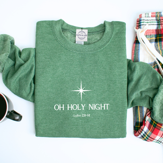 Oh Holy Night Christian Christmas Cozy Crewneck Sweatshirt