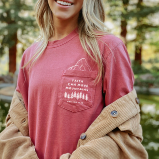 Faith Can Move Mountains Pocket T- Shirt