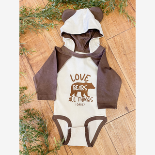 Love Bears All Things Baby Bear Ear Hooded Long Sleeve Bodysuit
