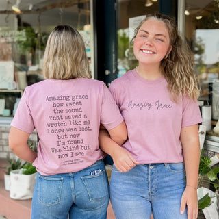 Amazing Grace Hymn Vintage Wash Tee Shirt Front and Back Design