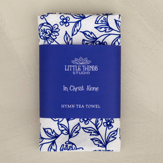 In Christ Alone Hymn Tea Towel – Blue