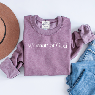 Woman of God- Cozy Christian Crewneck Sweatshirt
