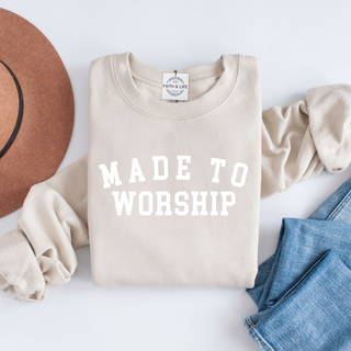 Made to Worship- Cozy Christian Crewneck Sweatshirt