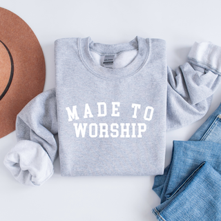 Made to Worship- Cozy Christian Crewneck Sweatshirt