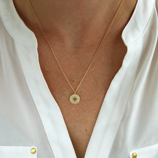 "Spirit of Truth" Dainty 14k Gold Inspirational Compass Necklace