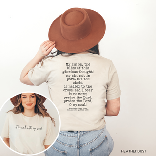 It Is Well With My Soul Hymn Vintage Wash Tee Shirt Front and Back Design