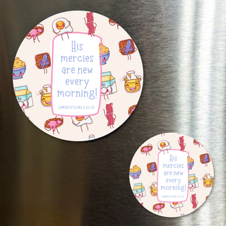 Cute Breakfast His Mercies Are New Every Morning Fridge or Locker Magnet