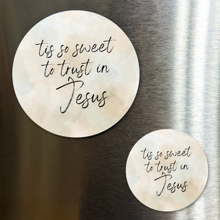 Watercolor Tis So Sweet To Trust In Jesus Fridge Magnet