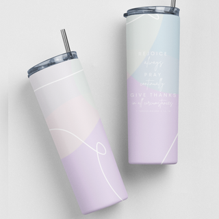 Rejoice Always Bible Verse Pastel Stainless Steel 20oz. Travel Tumbler