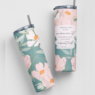 Perhaps This Is The Moment Floral Esther Bible Verse Tumbler