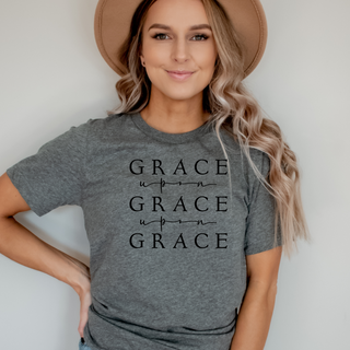 Grace Upon Grace Crew Neck T Shirt in Cool Toned Options- Naptime Faithwear