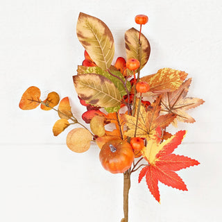 530216- 15in Pick-Fall Mix Maple Leaves w. Podka Pumpkin-