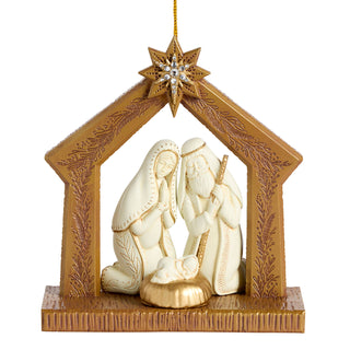 Nativity Ornament with Sculpted Resin Figures