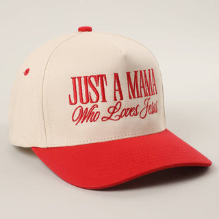 JUST A MAMA WHO LOVES JESUS Embroidery Two-Tone Trucker Hat