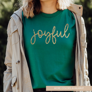 Joyful Gold Glitter Christian Christmas Tee Shirt