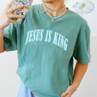 Jesus is King Bright Colors Christian Crewneck T-Shirt Apparel