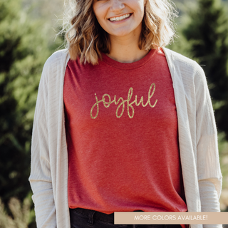 Joyful Gold Glitter Christian Christmas Tee Shirt