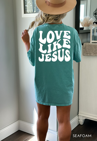 Love Like Jesus Groovy Wavy Comfort Colors Heavyweight T-Shirt