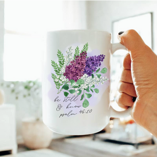 Be Still and Know Watercolor 15oz Ceramic Coffee Mug