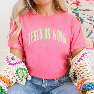Jesus is King Bright Colors Christian Crewneck T-Shirt Apparel