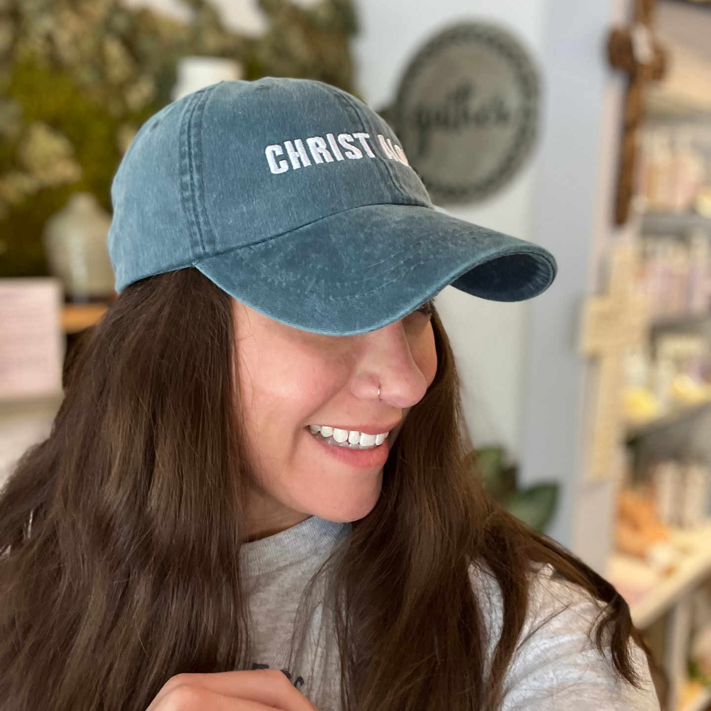 Christ Alone Embroidered Hat - Denim