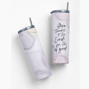 Give Thanks Purple Insulated 20oz. Travel Tumbler With Straw
