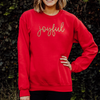 Joyful Gold Glitter Christian Christmas Crewneck Sweatshirt