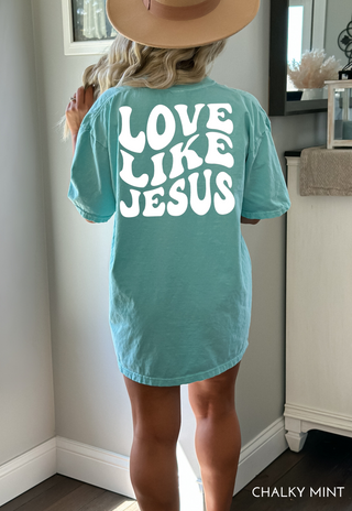 Love Like Jesus Groovy Wavy Comfort Colors Heavyweight T-Shirt