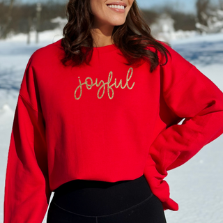 Joyful Gold Glitter Christian Christmas Crewneck Sweatshirt