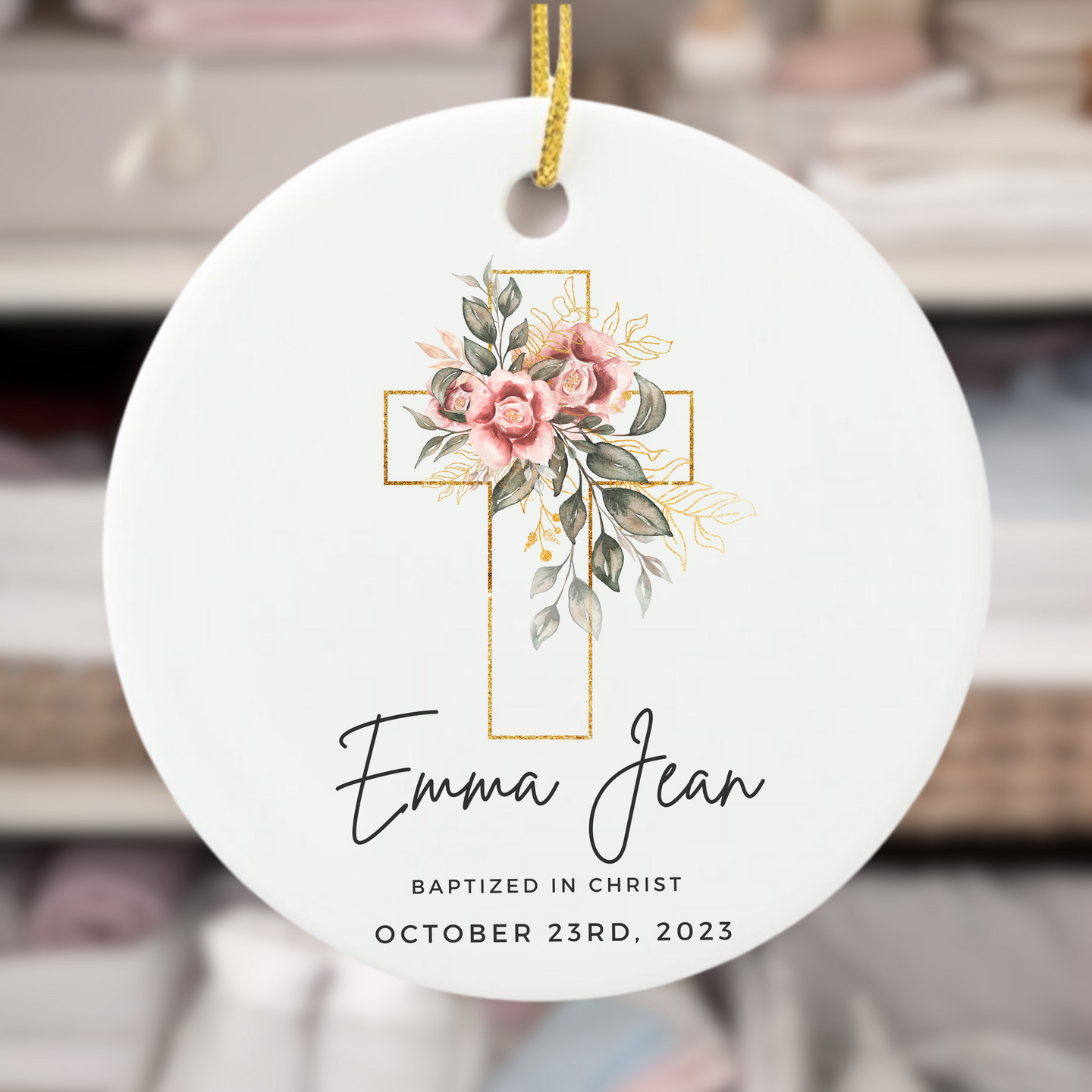 Personalized Baptism - Confirmation - Dedication - First Communion - Ceramic Ornament - Girl