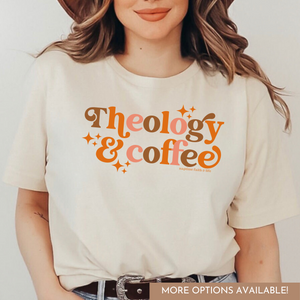 Theology & Coffee Graphic Tee Pumpkin Spice Colors