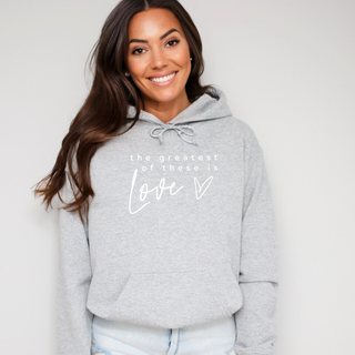 The Greatest of These is Love Cozy Christian Valentines Hoodie