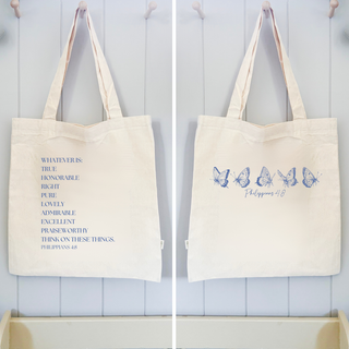 September Tote of the Month - Philippians 4:8 - Front and Back