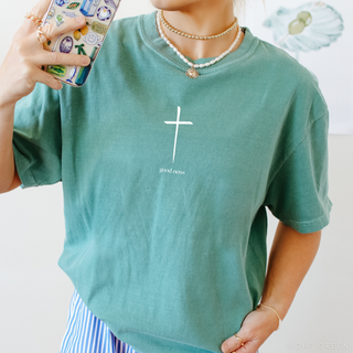 Good News Cross Comfort Colors Christian Crewneck T-Shirt Apparel