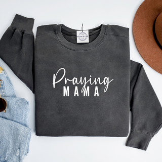 Praying Mama Christian Mothers Day Lightweight Crewneck