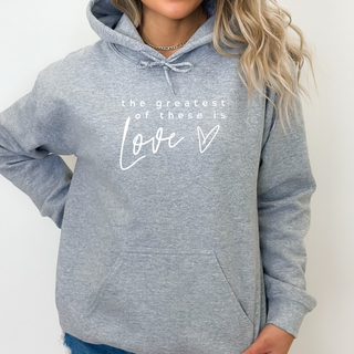 The Greatest of These is Love Cozy Christian Valentines Hoodie