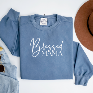 Blessed Mama Heavyweight Christian Mothers Day Crewneck Sweatshirt