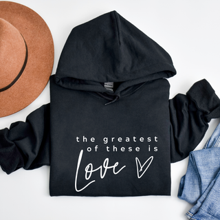 The Greatest of These is Love Cozy Christian Valentines Hoodie