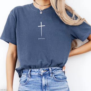 Good News Cross Comfort Colors Christian Crewneck T-Shirt Apparel