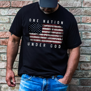 One Nation Under God American Flag Christian Unisex Tee Shirt