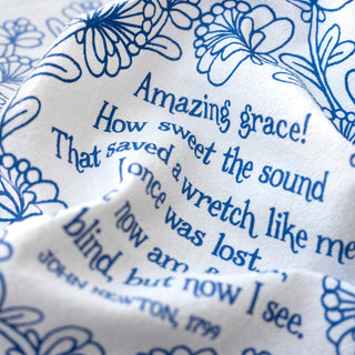 Amazing Grace Hymn Tea Towel - Blue
