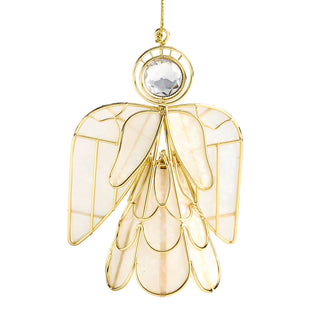 Gold Glitter Angel with Gem Ornament