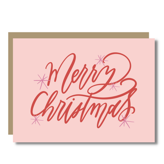 Pink Christmas Card - Christmas Greeting Card Holiday Pink