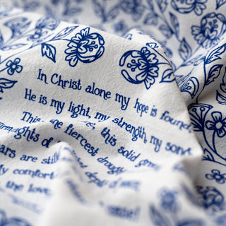 In Christ Alone Hymn Tea Towel – Blue
