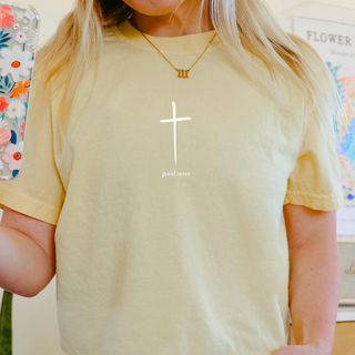 Good News Cross Comfort Colors Christian Crewneck T-Shirt Apparel