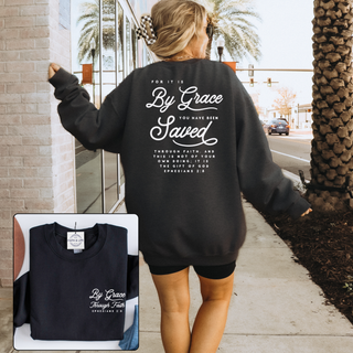 By Grace Through Faith Cozy Crewneck Sweatshirt
