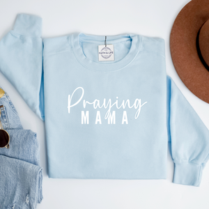 Praying Mama Heavyweight Christian Mothers Day Crewneck Sweatshirt