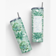 Succulent Bible Verse Stainless Steel Double-Wall Vacuum Sealed Insulated 20oz. Travel Tumbler With Straw For Hot or Cold Beverages